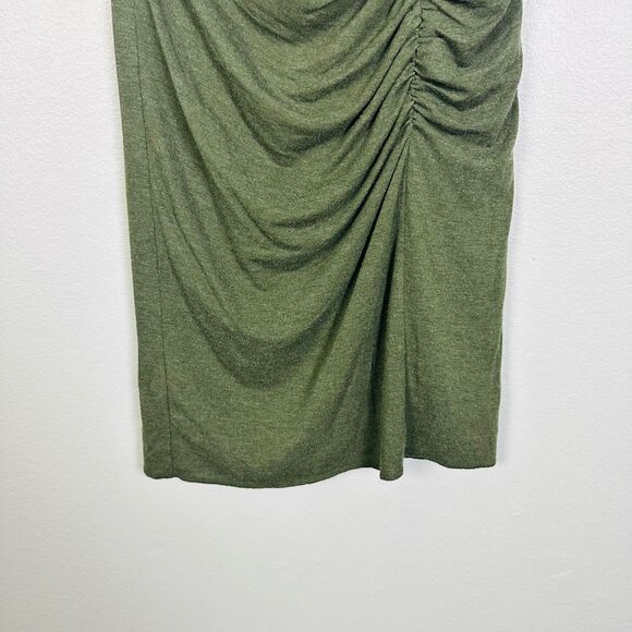 Ann Taylor Dark Green Ruched Long Knit Dress Skirt Size 8 - Picture 4 of 12